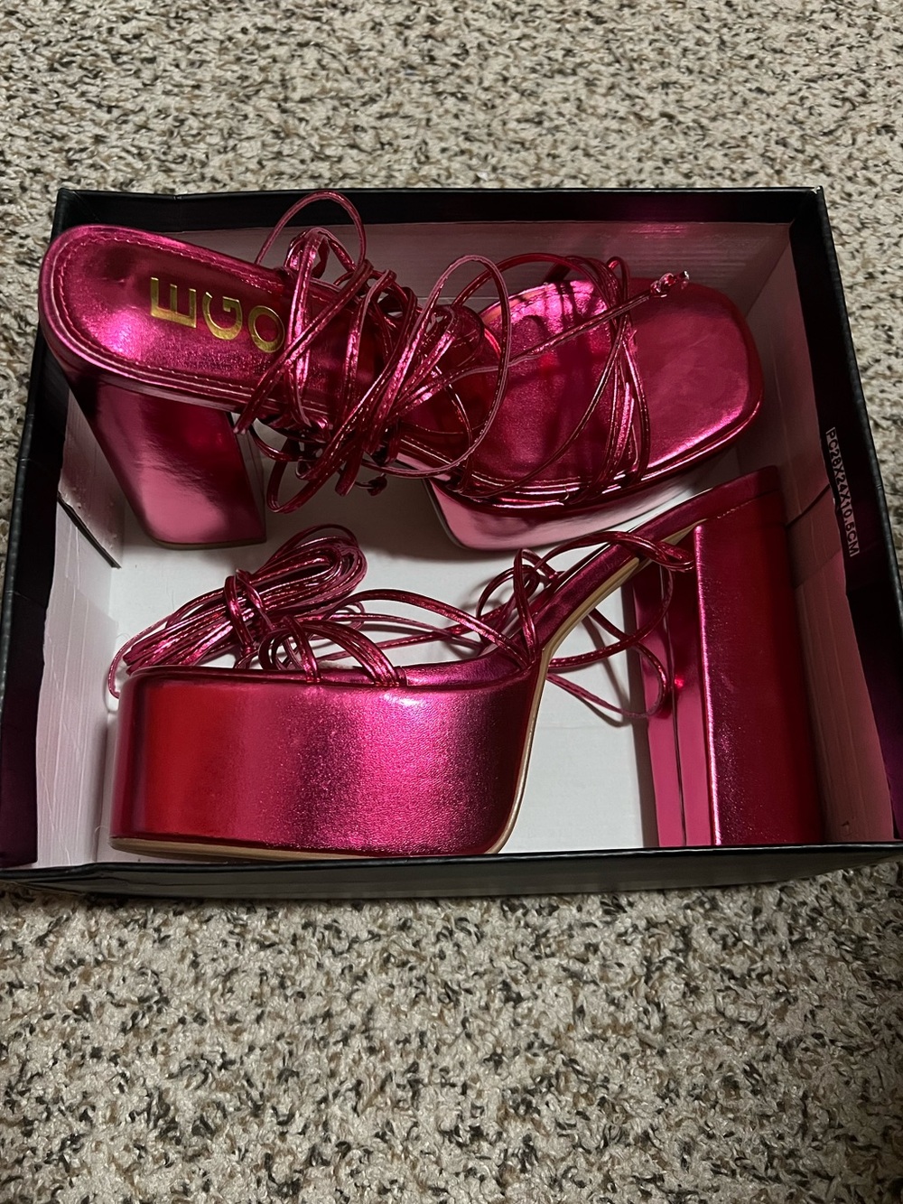 Metallic Pink Platform Lace-Up Sandals